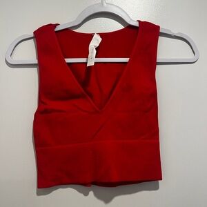 Red cropped tank top